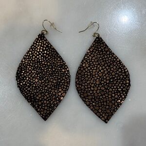 Chic Black and Gold Leaf Earrings